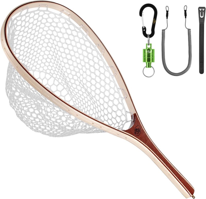 sf. Fly Fishing Landing Net Soft Rubber Mesh Trout Net Catch and Release Net - Image 1